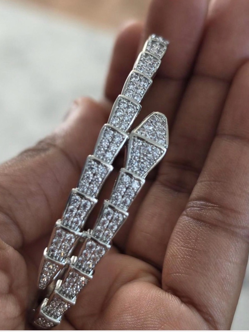 Bvlgari ? Serpenti Viper Silver Pavé Link Bracelet